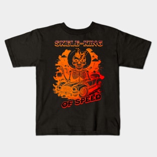 Skeleton Skele-King Of Speed Car Halloween Kids T-Shirt